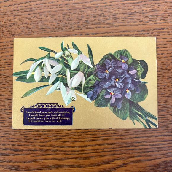 Antique Postcards Flowers Nature Lot of 5 Early 1900s Embossed Gilt Floral - Picture 2 of 16